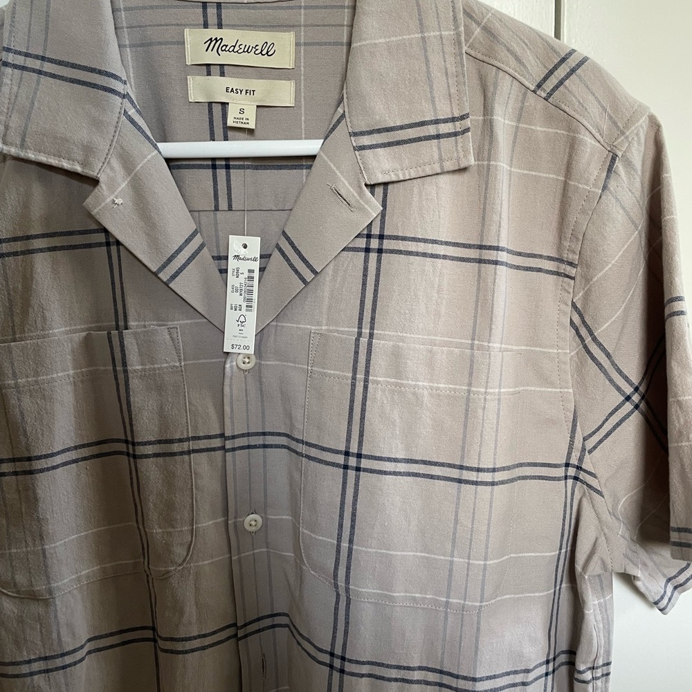Madewell Men's Gray Plaid Shirt